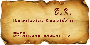 Barbulovics Kasszián névjegykártya